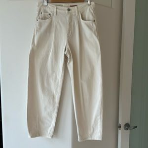 Anthropologie Pilcro Barrel Crop Relaxed Jeans size 27 Cream